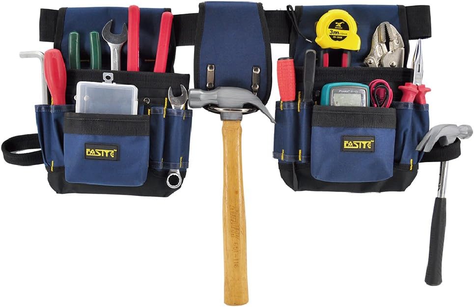 FASITE Tool Belt Pouch, Work Apron with Adjustable Waist Strap, Tool Holder Organizer for Men&Women,Electrician, Carpenter, Framer, Construction, Technician