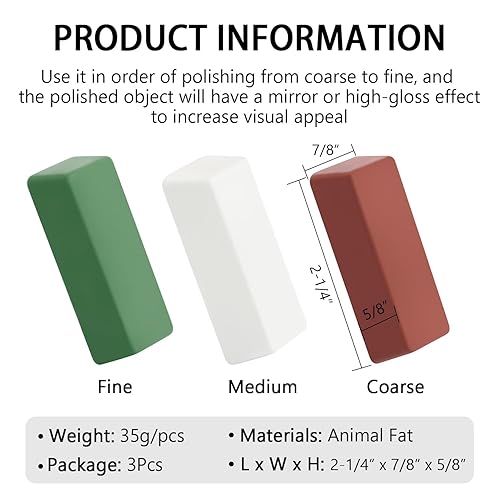 Miniatura 2 de SCOTTCHEN Compuestos de corte de pulido de 4 onzas Kit - Verde finoBlanco MedioPúrpura grueso paquete de 3