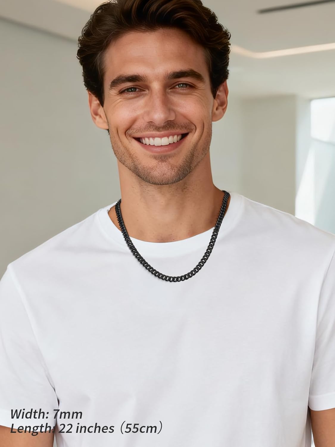 FindChic Men Curb Chain Necklace 18K Gold Plated/Stainless Steel/Black Chunky Double Tight Cuban Link Hip Hop Neck Chains for Men Boys 3.5MM/5MM/6MM/7MM/9MM/12MM 14''-30'' 8 Length Options (Send Gift Box) - Image 7