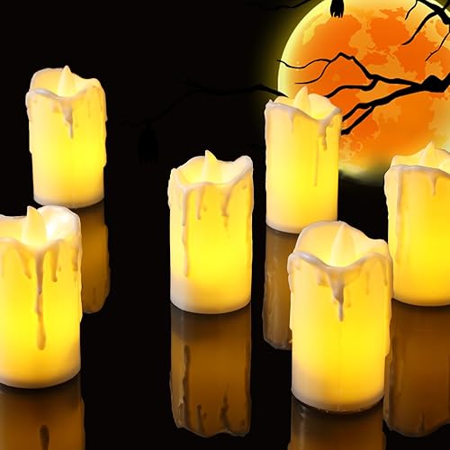 Miniatura 1 de Paquete de 24 velas de té de Halloween, velas votivas sin llama derretidas sin llama, velas de té automáticas que funcionan con pilas, velas
