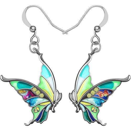 Enamel Alloy Rhinestone Butterfly Earrings Dangle Fashion Insect Summer Jewelry Butterfly Gifts for Women