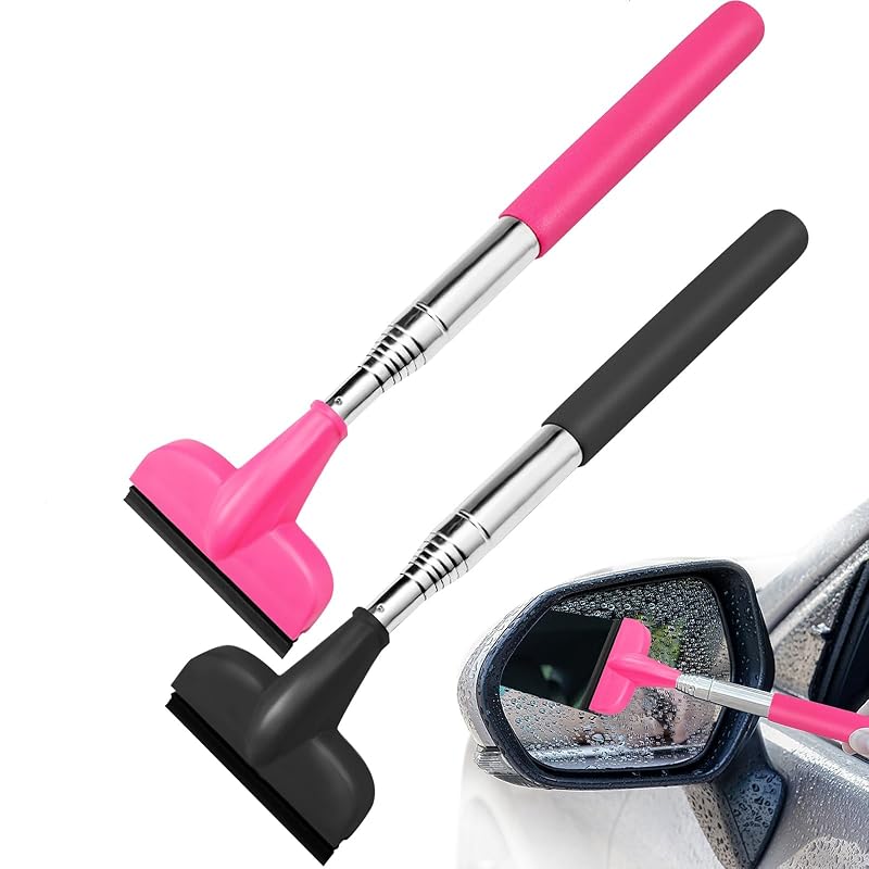 Rodo Retrátil para Espelho Retrovisor Automotivo WSSROGY de Borracha Natural 98 cm Preto e Rosa Kit com 2