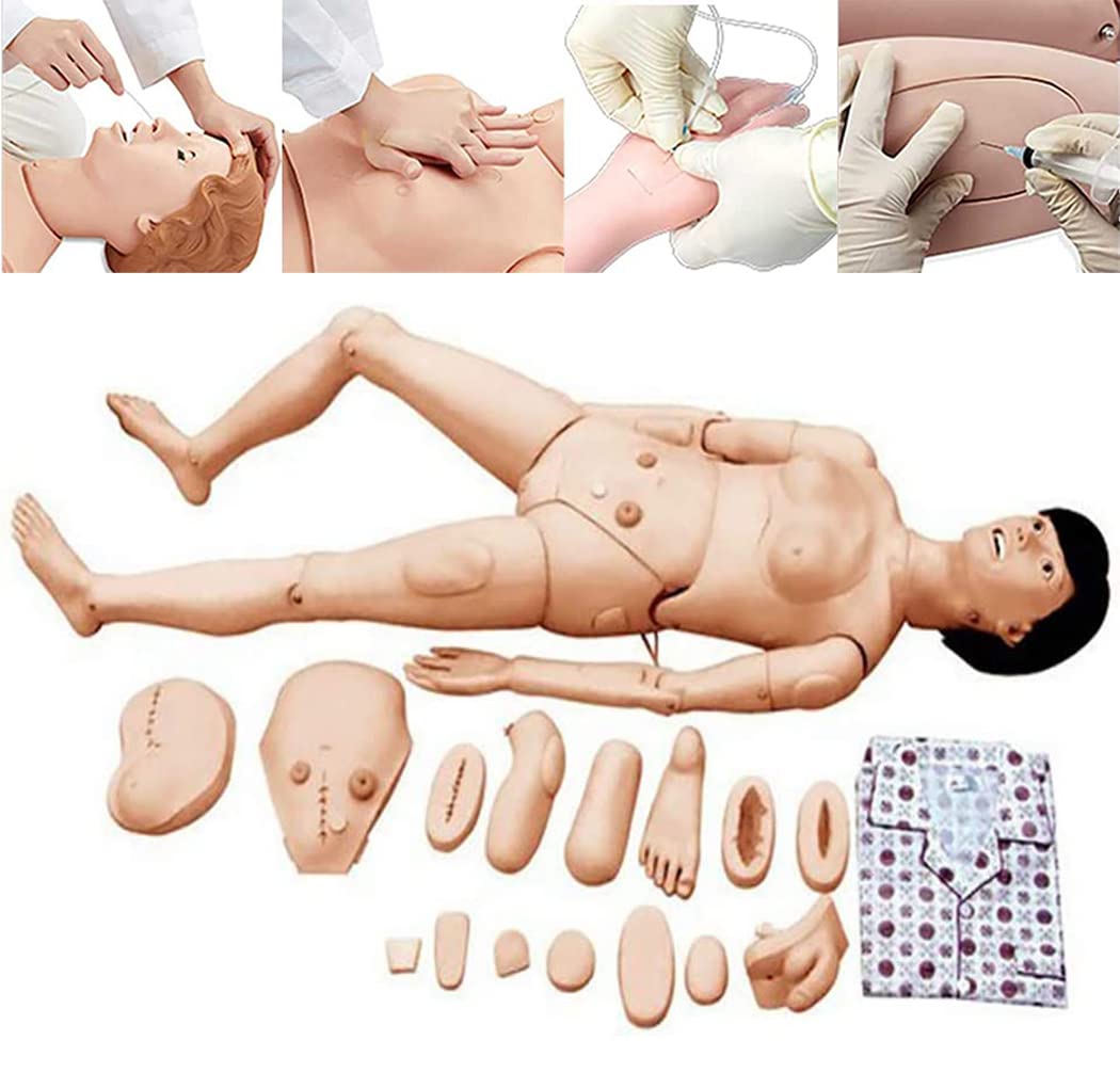 Multifunctional Nursing Doll Patient Care Teaching Women Doll Teaching Model Human Doll Life-Size Combination Nursing Doll for Nursing Lessons