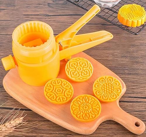 ���݌^�A Orange Mooncake Mould With Flower Cookie Stamps For Baking Cake DIY, Multiple Weights(75g 4Pcs)