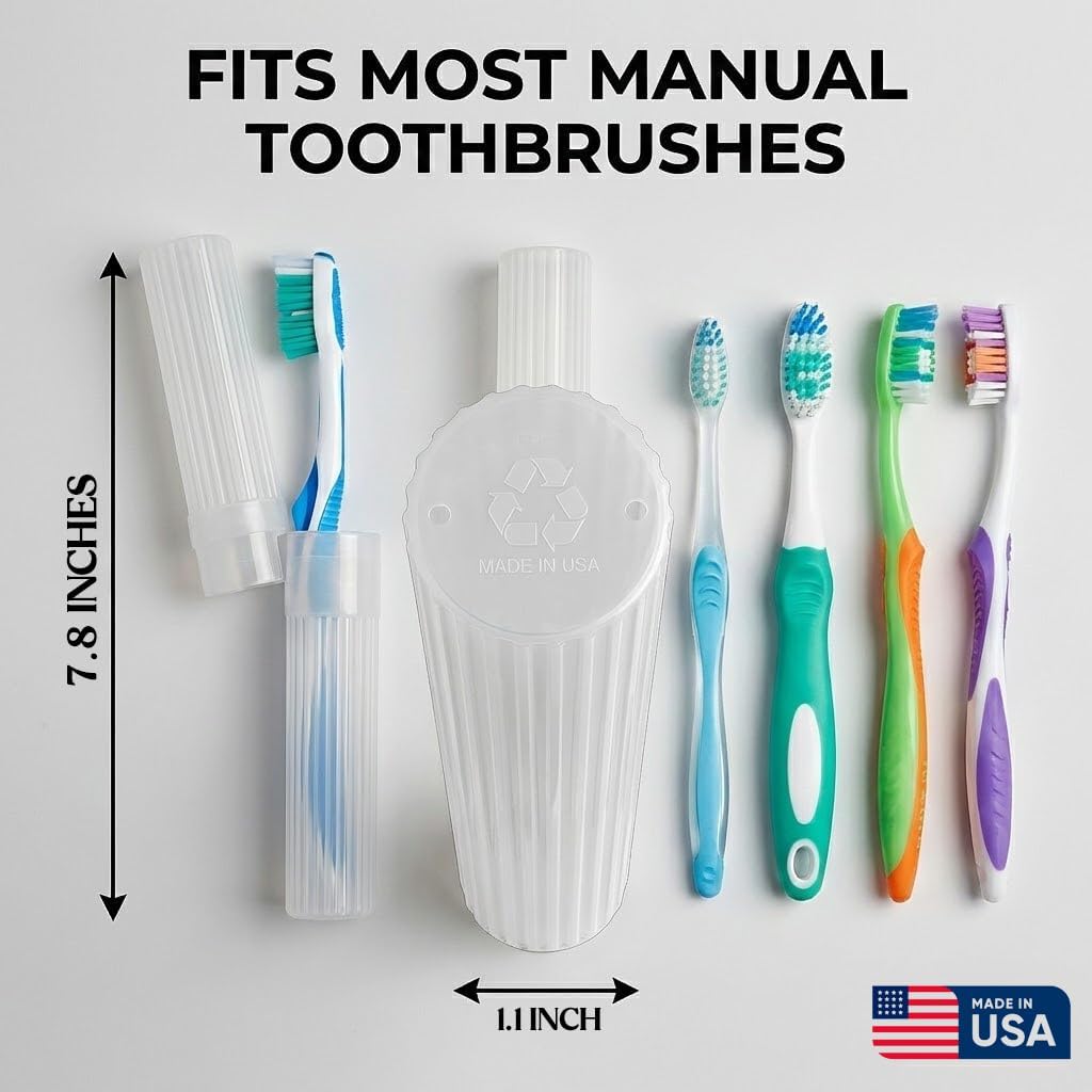 American Comb Toothbrush Holder - White, Made in USA, with Ventilation Holes, for Toothbrush Covers, Toothbrush Holder, Toothbrush Soft, Durable Design, Hygienic Bathroom Accessory image 2