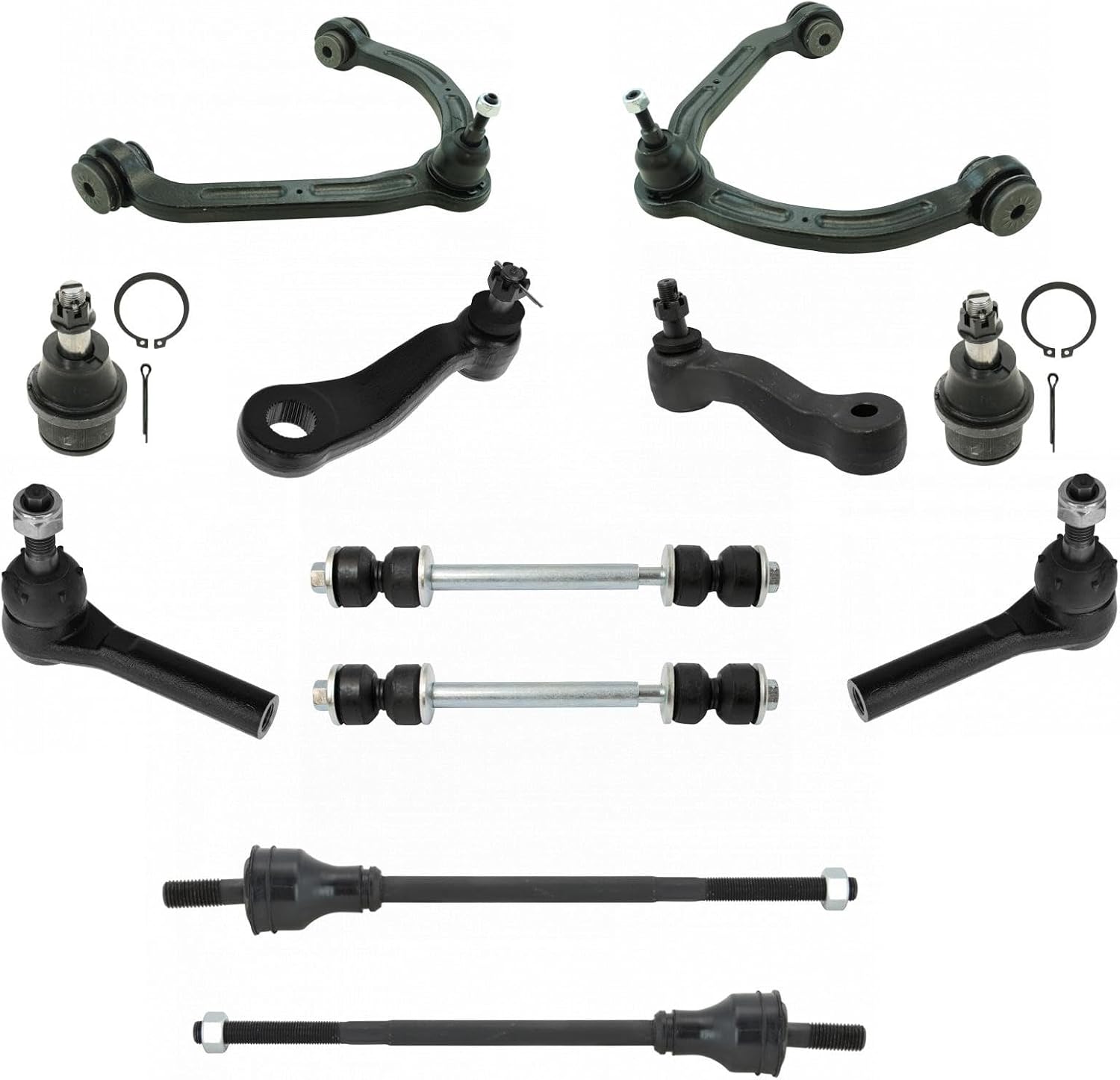 Front Steering and Suspension Kit Tie Rods Control Arms Ball Joints Sway Bar Links Pitman Arm Idler Arm Compatible with Chevrolet Express 3500 2003-2007 GMC Savana 3500 2003-2007