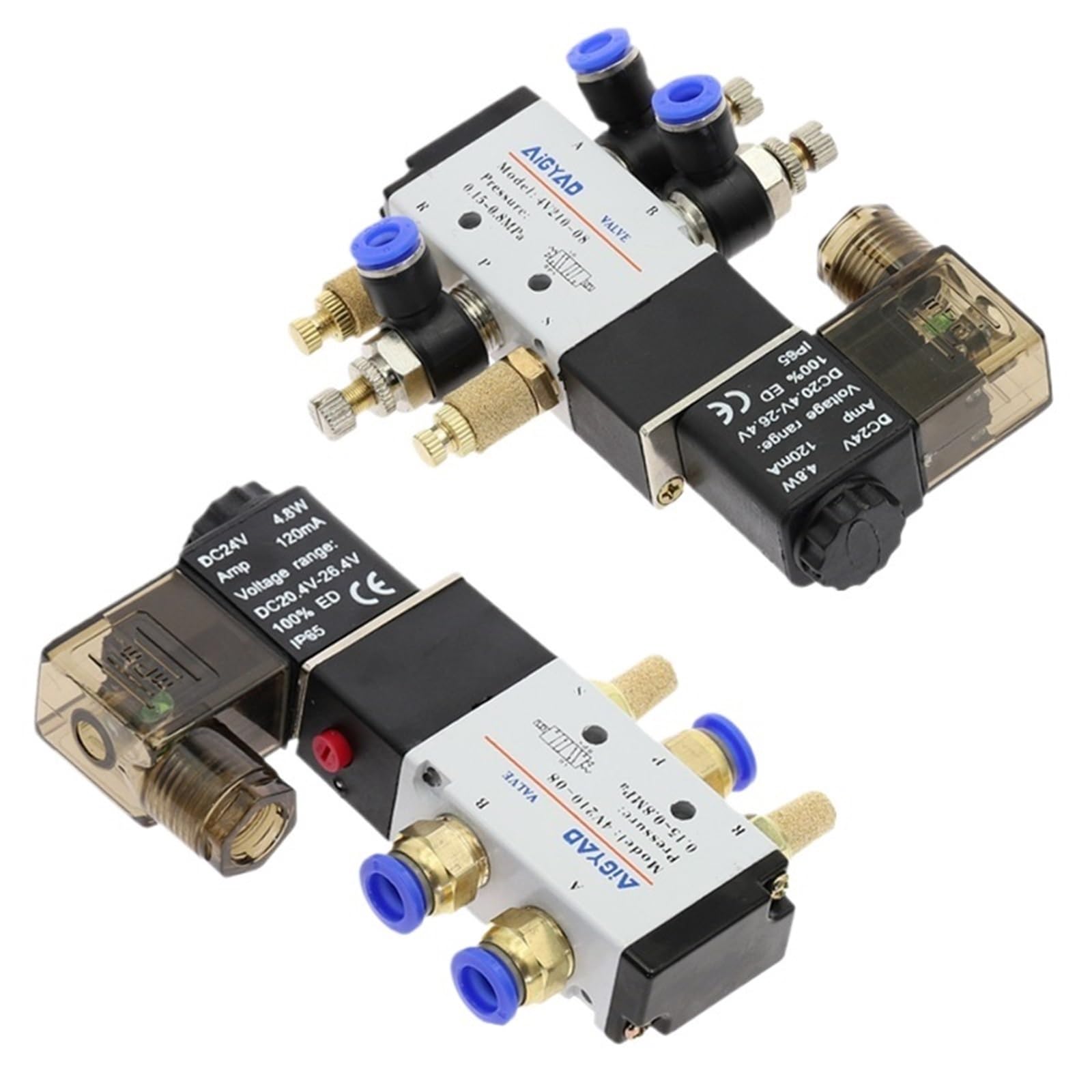 Elektryczny zawór elektromagnetyczny, 5-drożny, 2 pozycje, kontrola powietrza i gazu, zawór magnetyczny 12 V, 24 V, 220 V, cewka woltowa 4 mm-12 mm, złączki rurowe (złącza PC 12 mm, AC110)