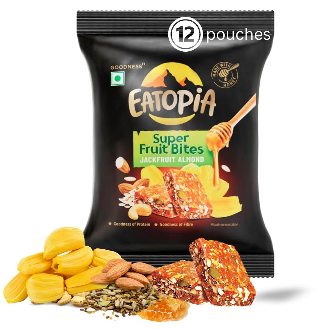 Eatopia Jackfruit Almond Protein Fruit Bites|Refined Sugar Free 15g Protein Bars|Pack of 2 — Amazon image 2