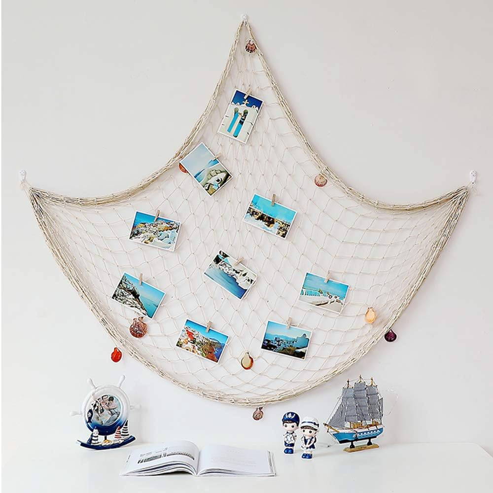SUNREEK Decorative Fishing Net Decor,Mediterranean Ocean Pirate Beach Theme Party Decorations (Beige, 1m x 2m)