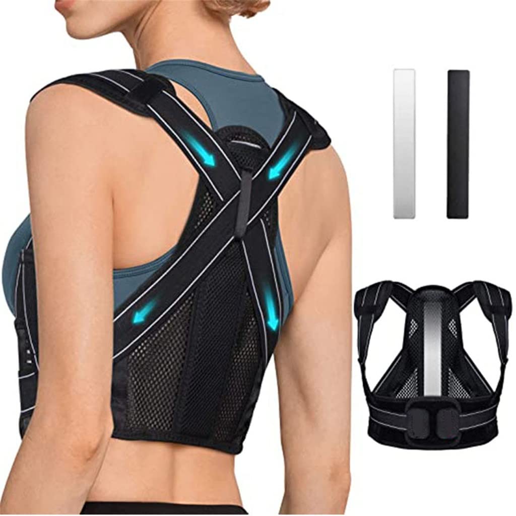 Back Shoulder Support Belt Posture Corrector Postural Fixer Tape Lumbar Straight Corrector Training Belt (Color : Black Size : M code) (Black XL code)
