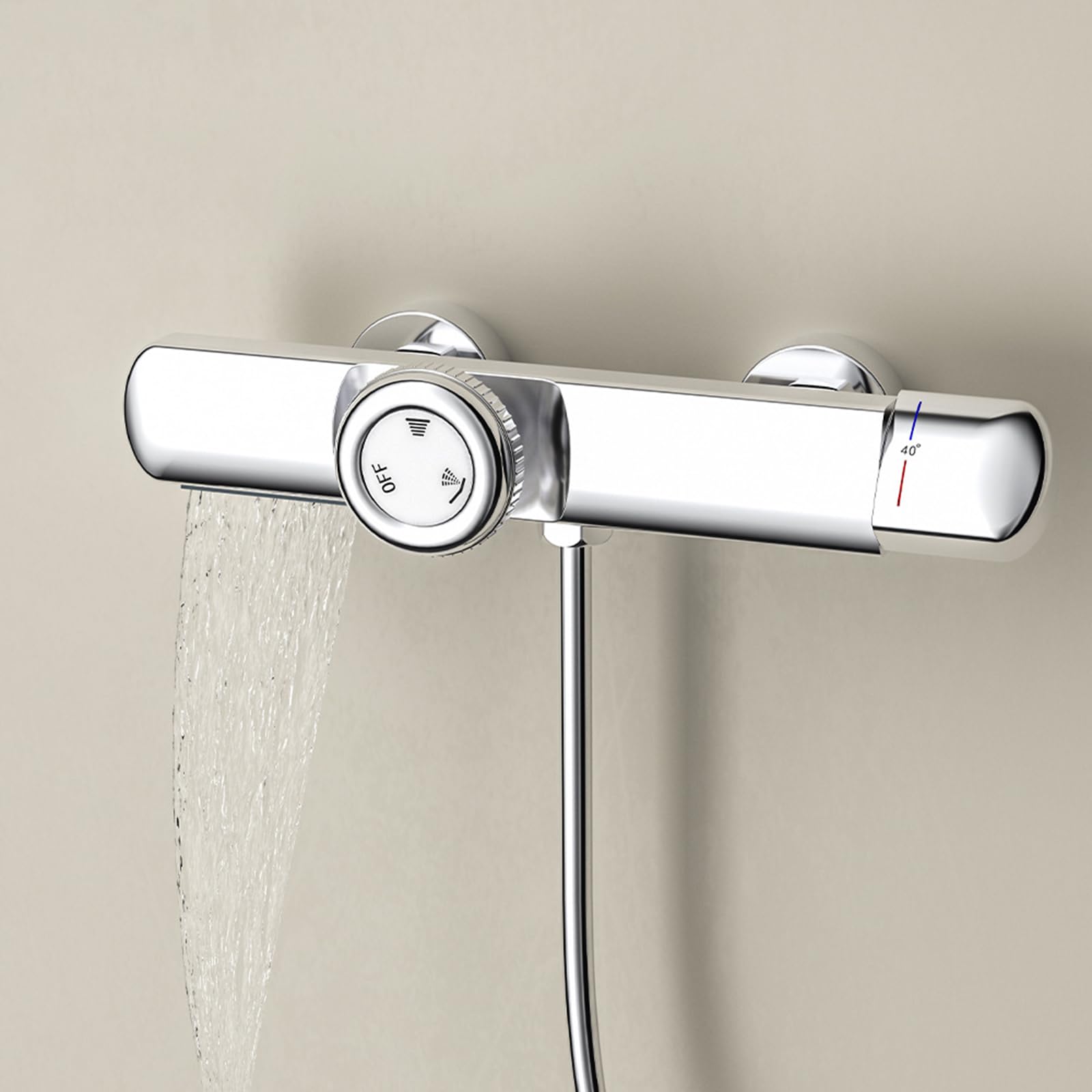 Bateria ścienna do wanny i natrysku, chromowana, bateria prysznicowa, 3 tryby, zestaw z głowicą natryskową i wężem do baterii wannowych, chromowana,Chrome