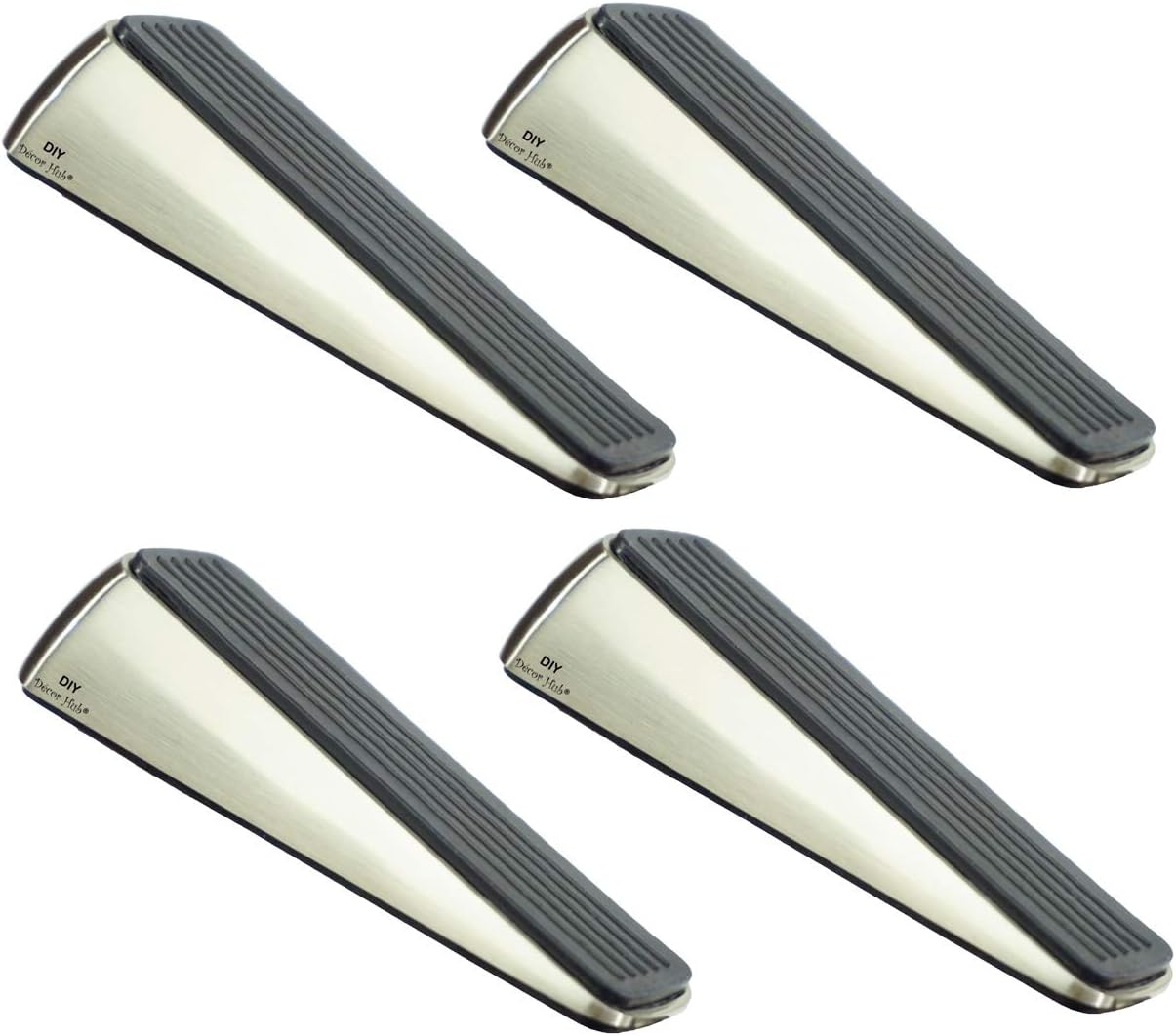 Door Stoppers – 4 Pack Satin Nickel Heavy Duty Nonslip Door Stoppers Wedge with Premium Rubber for Carpet Heavy Duty Door, Bottom of on Tile, Concrete, Carpet, Wooden Floor