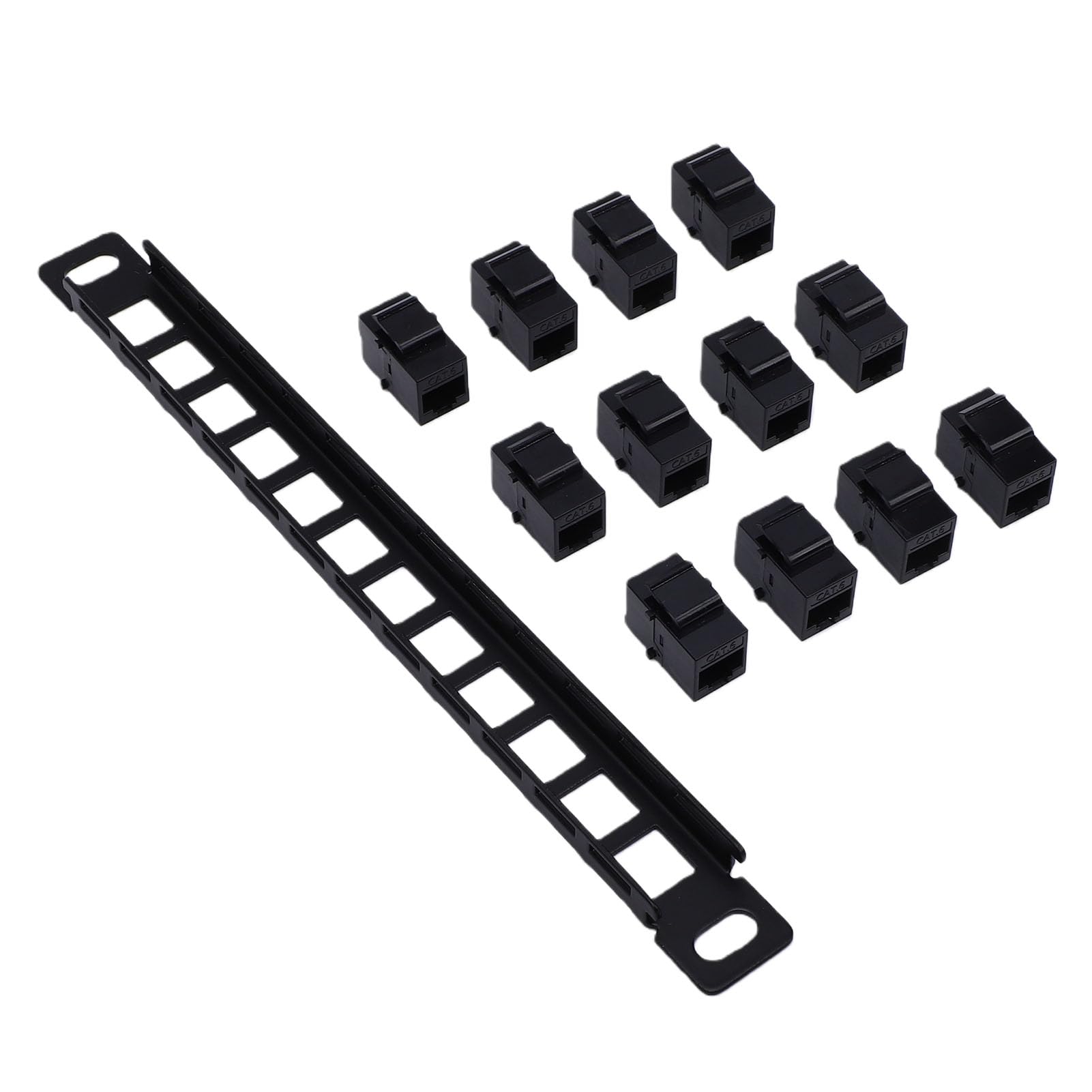Panneau de Brassage 12 Ports 0,5U CAT6 avec 12 Coupleurs Passe-partout pour Support Mural D'armoire Réseau de Support de Serveur de 10 Pouces