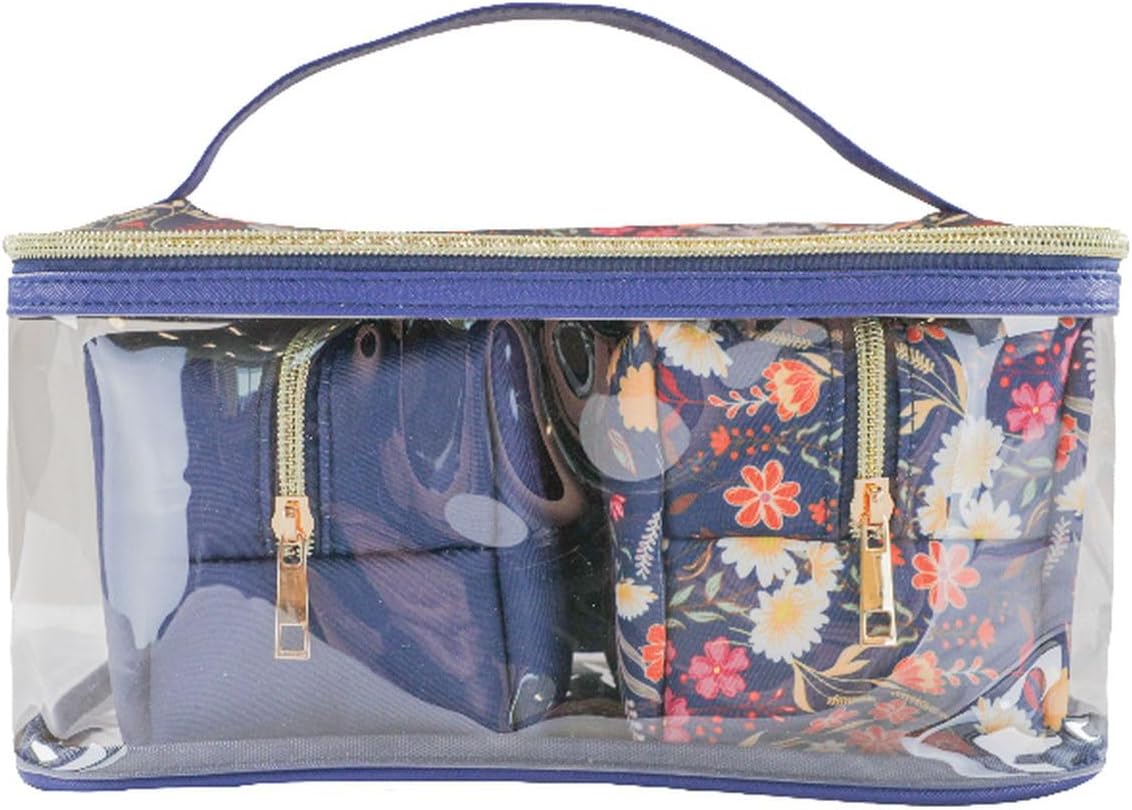 Simply Southern 3 Piece Navy Field Cosmetic Bag Set