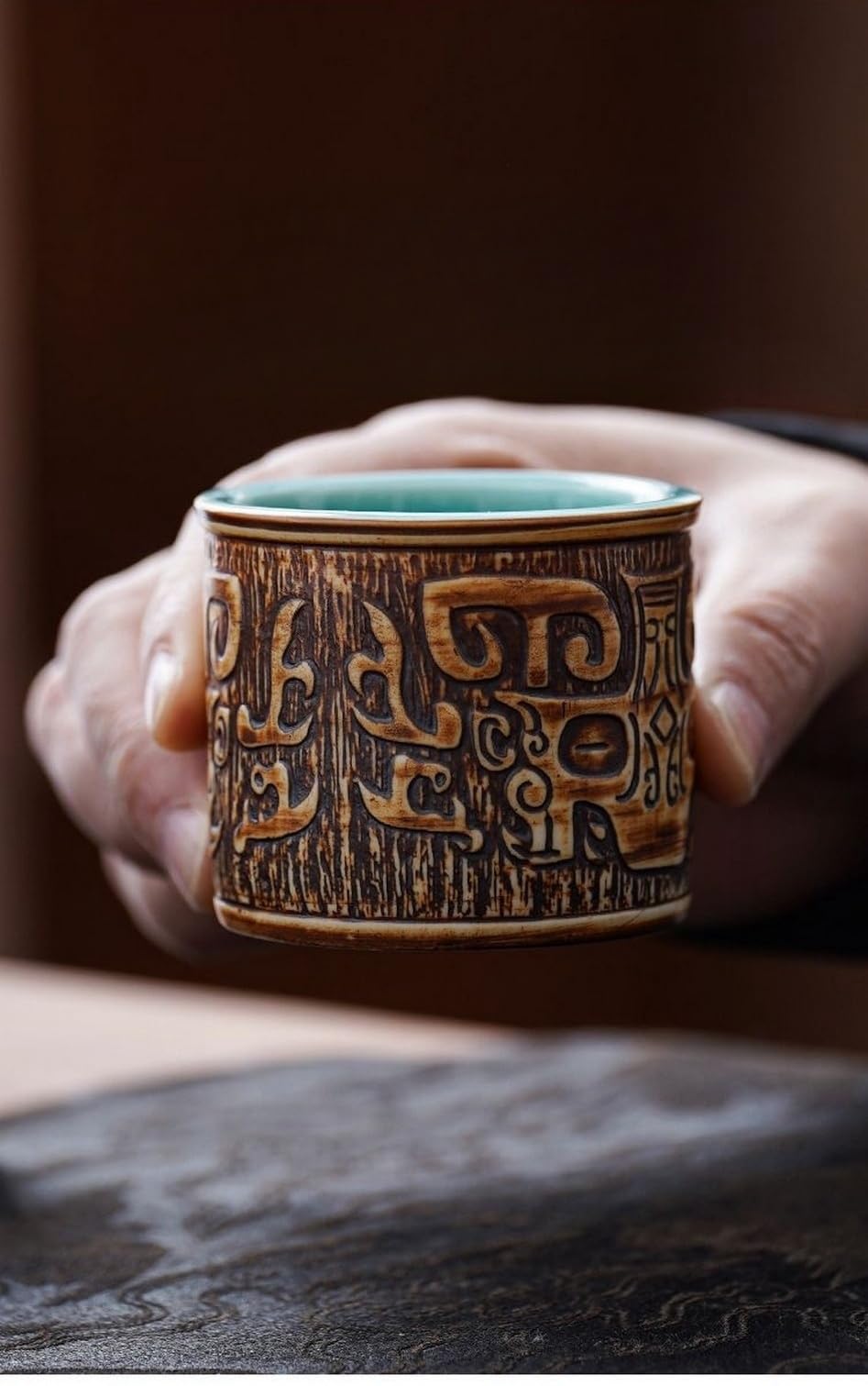 Ceramiczne kubki do espresso, zestaw 2 lub 113-85 ml, do kawy i herbaty, bez uchwytów, trwałe, nadają się do mycia w zmywarce (rustykalny brązowy, 2)