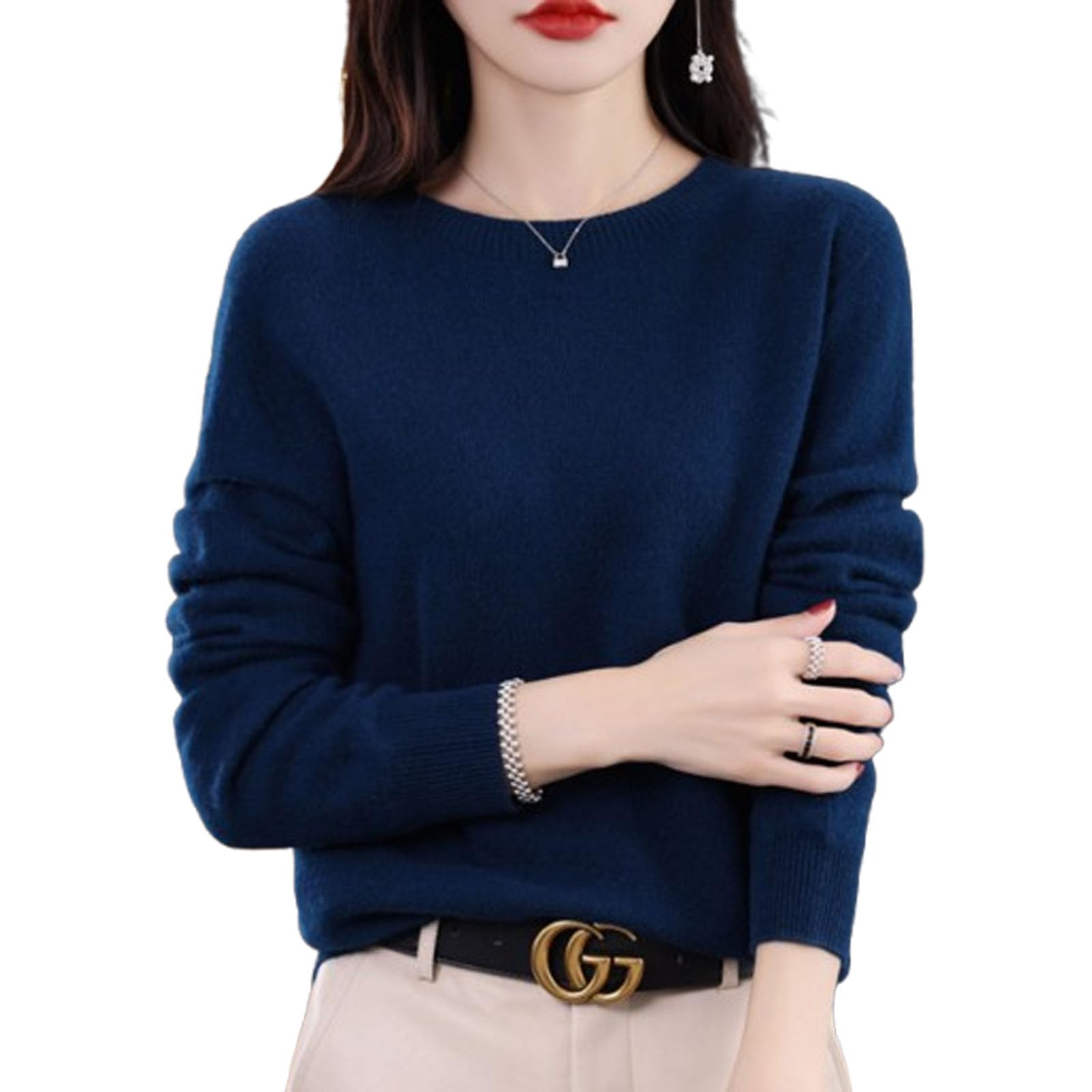 Cashmere Sweaters for Women 100 Pure Cashmere Crew Neck Long Sleeve Soft Pullover Sweater