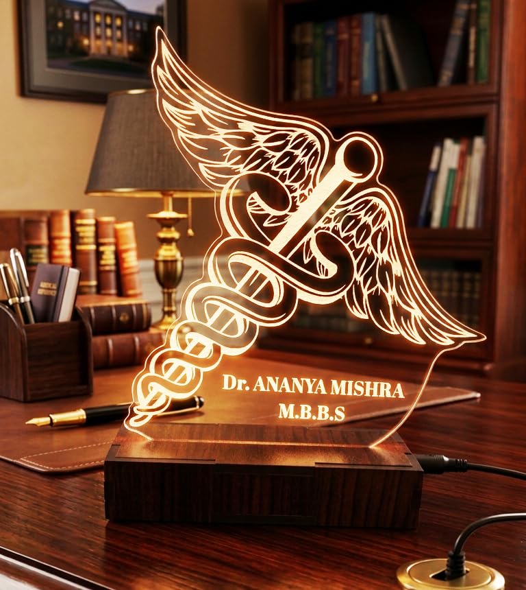 Image of DON'T JUDGE ME CUSTOMISED Doctor Lamp with Doctors Name and Design | Personalized Gift for Doctors (Warm White Color LED Light)