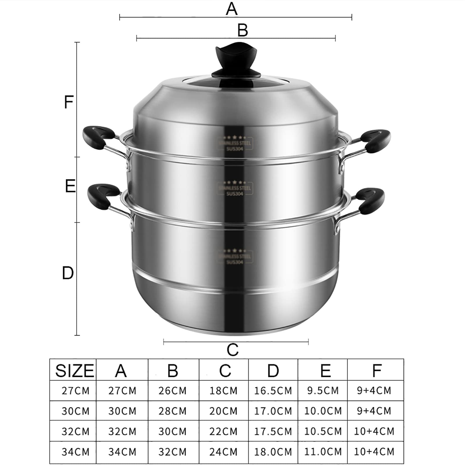 Kochtopf/Suppentopf/Lebensmittelechter Edelstahl 304, 3-lagiger Verbundboden, gedämpfter Krabbenfleisch, Brei, Hühnersuppe, 27 cm