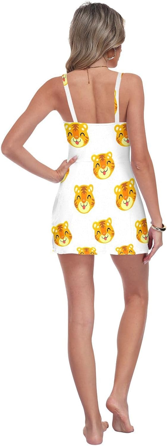 Cute Tiger Women's One Piece Swimsuits Tummy Control Bathing Suits S A2303171