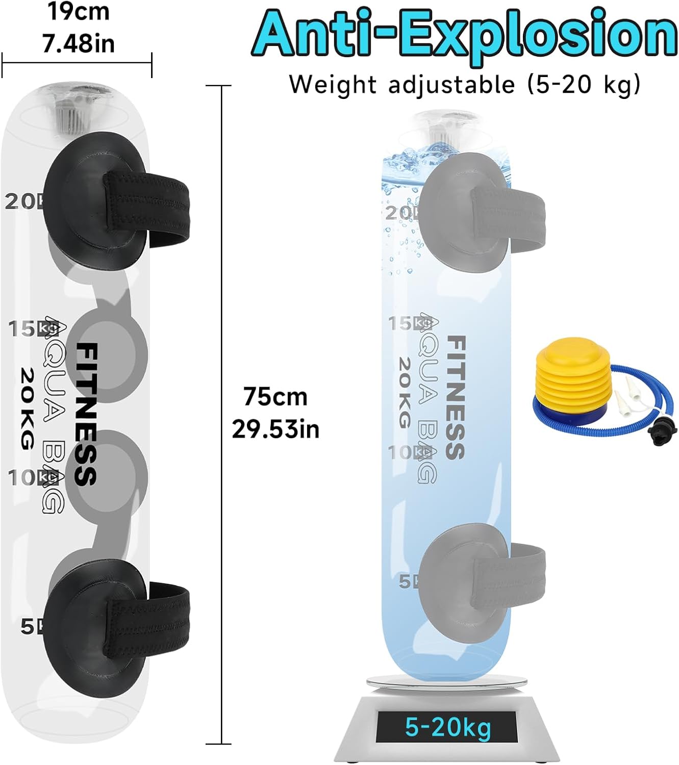 KOMCLUB Aqua Bag Workout, Adjustable Training Bag and Power Bag with Water, Core and Balance Trainer, Portable Stability Fitness &Full Body Exercise Equipment for Weight - Image 8