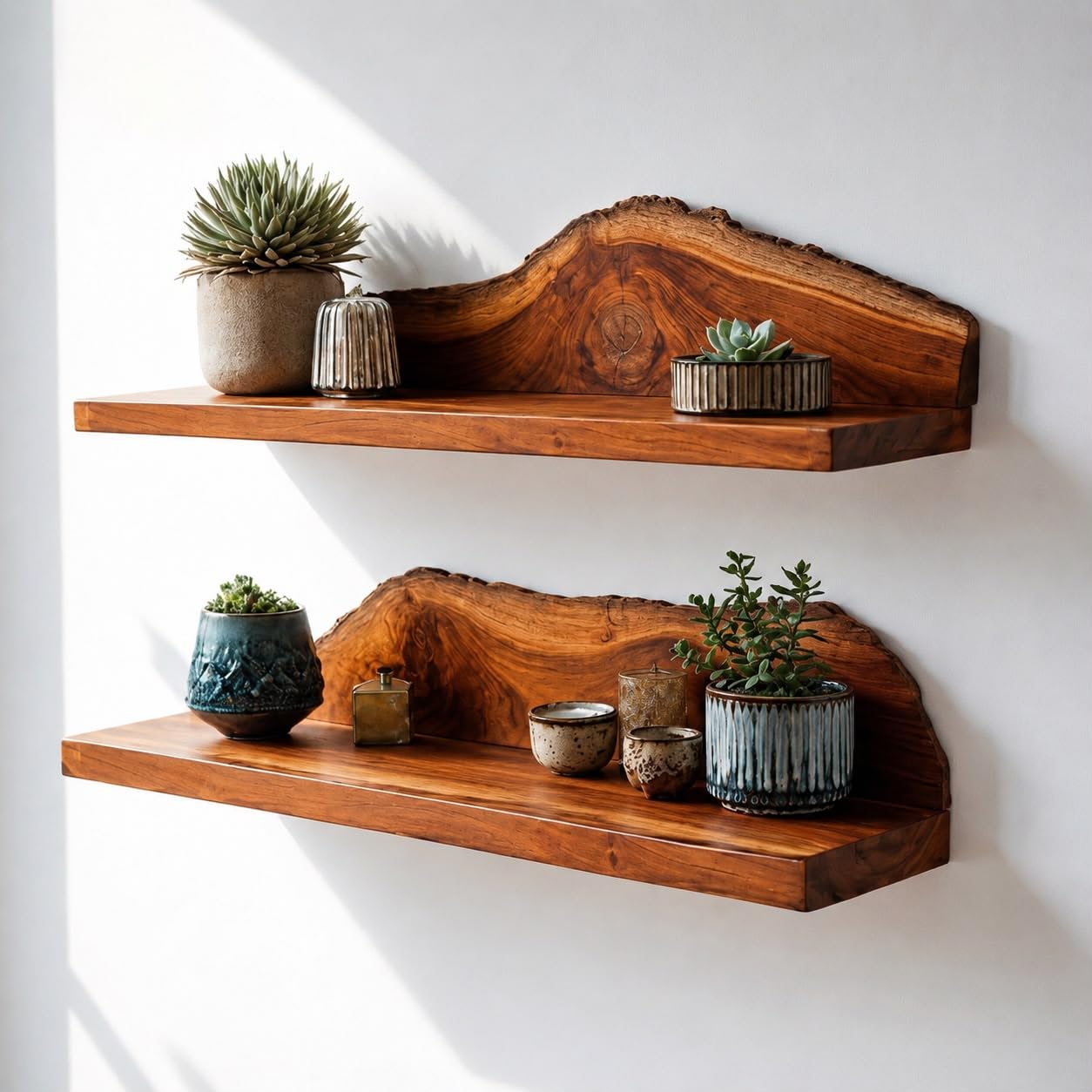 Dreamy design Acacia Wood Live Edge Wall Shelf | Handmade Wooden Floating Shelf for Living Room, Bedroom, Entryway & Office | Decorative Wall Shelf for Books, Plants & Home Décor-image-38