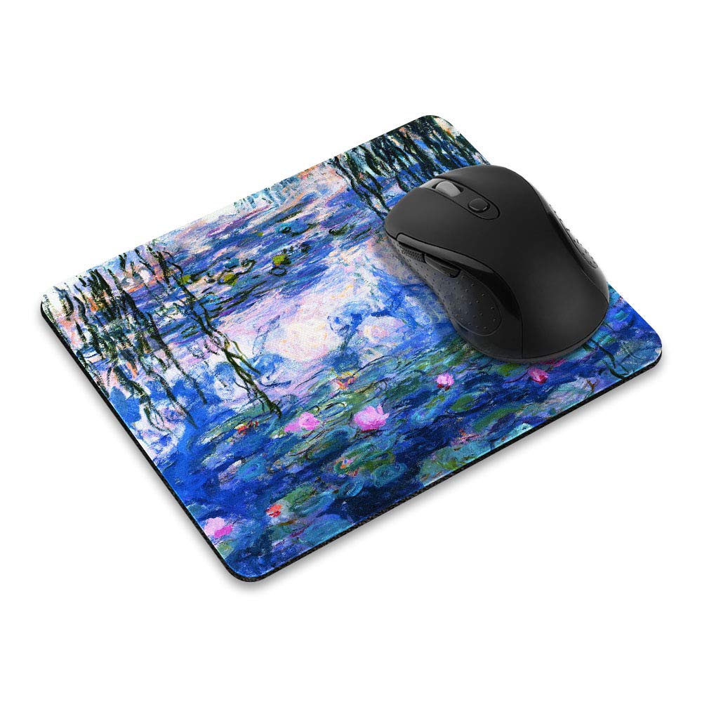 Non-Slip Rectangle Mousepad, FINCIBO Claude Monet Water Lilies Mouse Pad for Home, Office and Gaming Desk
