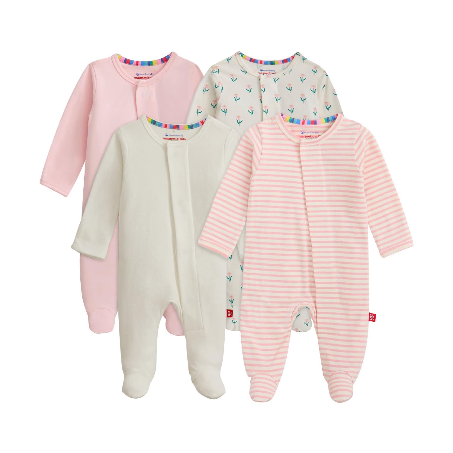 Magnetic Me Cloudstretch 4-Pack Bundle Magnetic Baby Footie Pajamas