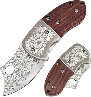 STARDW Small Folding Pocket Knife for Men Women,Damascus Pattern Folding Utility Knife,Box Cutter,Cool EDC Knife for Outdoor,Camping,Hiking,Gifts for Dad Husband Men(C)