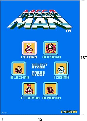 Miniatura 5 de Póster de Mega Man Stage Select Video Game Video Gamer Classic Retro Vintage 90s Gaming MegaMan Capcom Legacy Collection Megaman 11 Mega Man X Dr