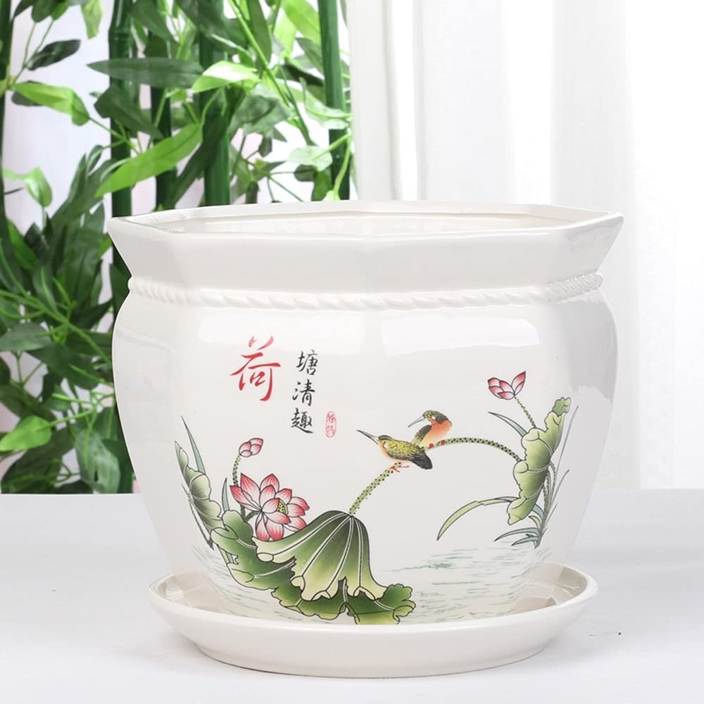 Doniczki bonsai w stylu chińskim, ośmiokątne, ceramiczne, doniczki na sukulenty, ozdobne pojemniki na rośliny, doniczki na kaktusy, doniczki na kwiaty z otworem drenażowy