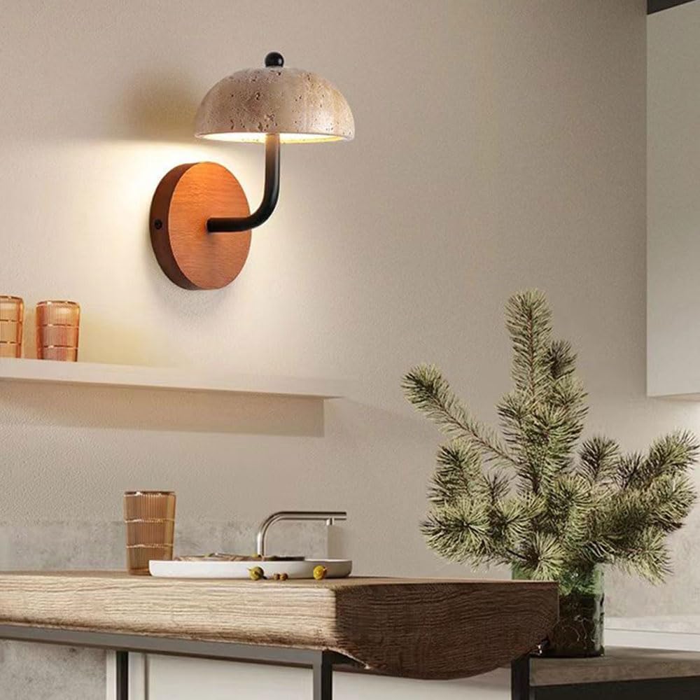 LED Wall Light Indoor 12W Modern Simple Creatively Mushroom Wabi-Sabi Bedside Wall Lamp 3 Colour Modes Wall Sconce Lighting Fixture for Bedroom Living Room Corridor Hallway Hotel Decor