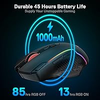 Vista 7 de Redragon M810 Pro - Mouse inalámbrico para juegos, 10000 DPI con cableinalámbrico con llave de fuego rápido, 8 botones macro, capacidad