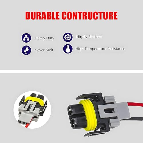 Miniatura 5 de leediga Pack-2 - Conector de arnés de luz antiniebla con cable, enchufe adaptador de coleta impermeable H11, DJ7028Y-2.8-21, accesorios universales