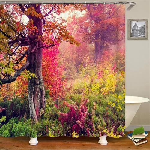 Rideau de douche imperméable 200x200 paysage d'automne - 2