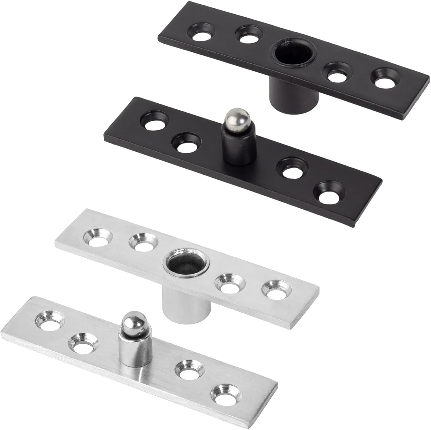 Pivot Hinge Central and Offset-Axes Rotating 360 Degree Door Concealing Up Down Shaft for Wooden Doors 2Pcs(Stainless)