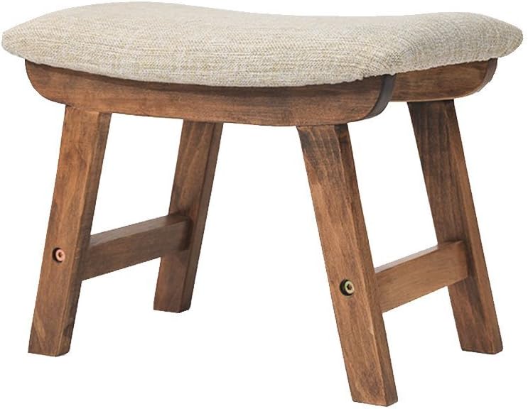 Stool Pouffe Wood Elegantly Curved Footstool Change Shoes Stool Bench Rest Chair,Living Room Bedroom Gray (Color : A)