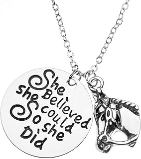 Sportybella Horse Necklace, Horse She Believed She Could So She Did Jewelry, for Equestrians and Horse Lovers