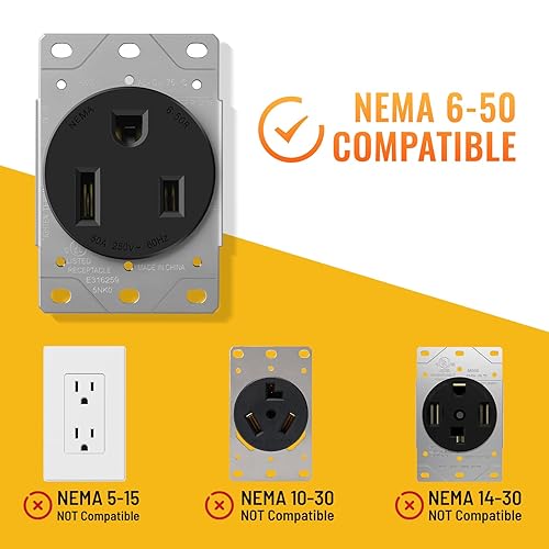 Miniatura 6 de Divisor Y para secadora de 30 amperios a RV/EV, NEMA 14-30P a 14-50R / 14-30R adaptador de cable de alimentación divisor y cable adaptador de