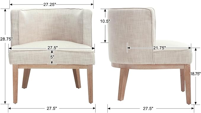 Sillón Barrel con Brazos, Tapizado Beige miniatura 2