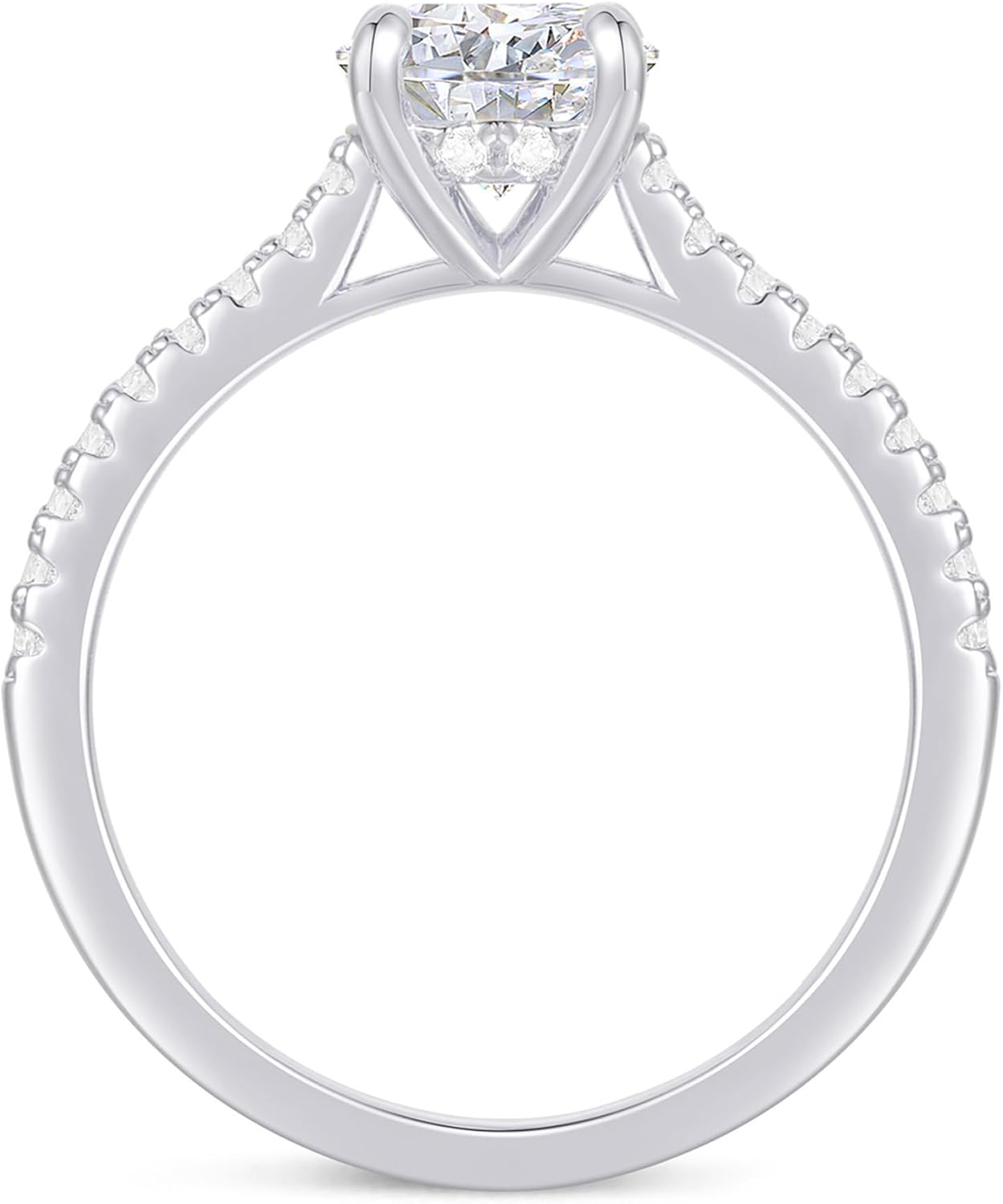 14K White Gold 1 Carat Round Cut Moissanite Rings 14K Gold Hidden Halo Engagement Ring 1CT Round Brilliant Cut Moissanite Engagement Ring