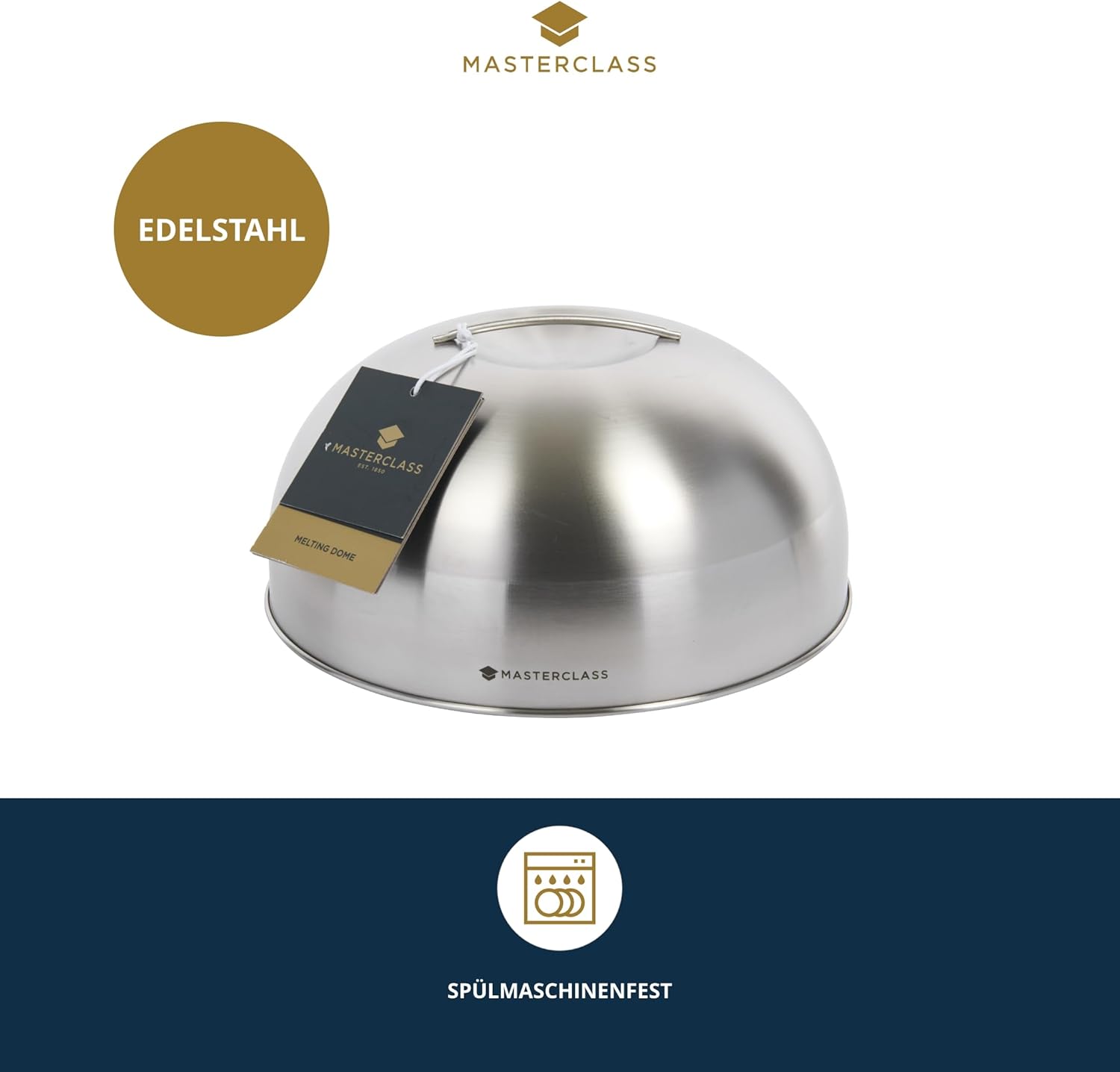 MasterClass KitchenCraft Melting Dome and Burger Cover, Stainless Steel, Silver, 22.5 x 12 x 16 cm