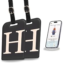 tag8 2 Pack Luggage Tags for Suitcases, 26 Initial Letter Travel Luggage Baggage Identification Labels ID Tag with Global Loss Recovery Service | Airline Compliant | SITA World Tracer Code Enabled H