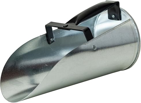 FARM-TUFF Galvanized Livestock Feed Scoop, 2qt Capacity - Metal Grain & Seed Scoop with Enclosed Easy-Grip Handle, Flat Base & Rust-Resistant Design for Poultry, Birds & Small Animals