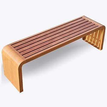 QINGLUAN Outdoor Bench, Front Porch Benches Outdoor, Steel Frame Garden Benches for Outdoors, Outside Bench, Metal Bench for Outdoors Park, Lawn, 800LBS Weight Capacity,Dark Wood,150x40x45cm
