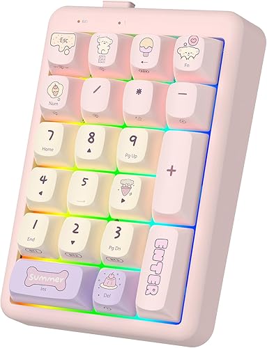 Miniatura 8 de NumberPad, teclado numérico inalámbrico Bluetooth 5.0/2.4G/Tipo-C, teclado numérico inalámbrico de 21 teclas, teclado numérico recargable,