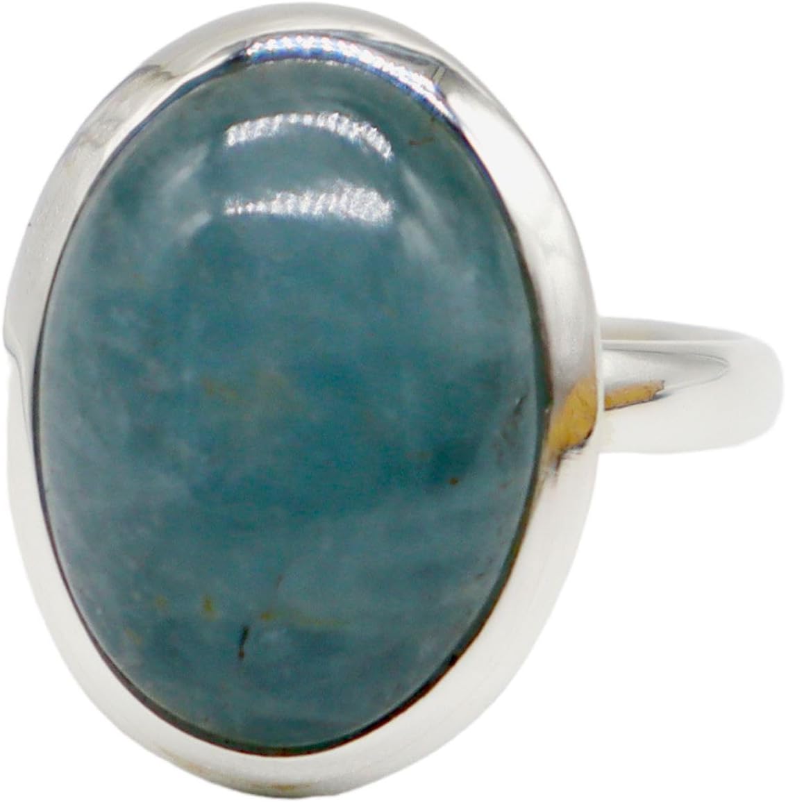Natural Blue Angelite Ring, Bold Sterling Silver Statement Ring, Blue Angelite Ring, Alternative Engagement Ring, 100% Handmade, Native American Style Oval Stone, KOHI Ring,...