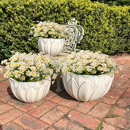 Nov Fire Artificial Daisies Flowers,Outdoor Artificial Flowers,8 Bundles Uv Resistant Fake Flowers Outdoor,Plastic Flowers Shrubs For Indoor Outside Home Decor(White) #TOP5