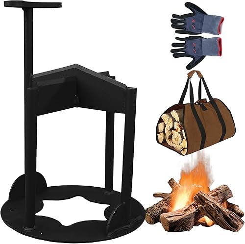 ABX Divisor de leña de acero para leña para madera, portátil, manual, divisor de troncos de fuego, diseño cruzado, herramienta de división de leña