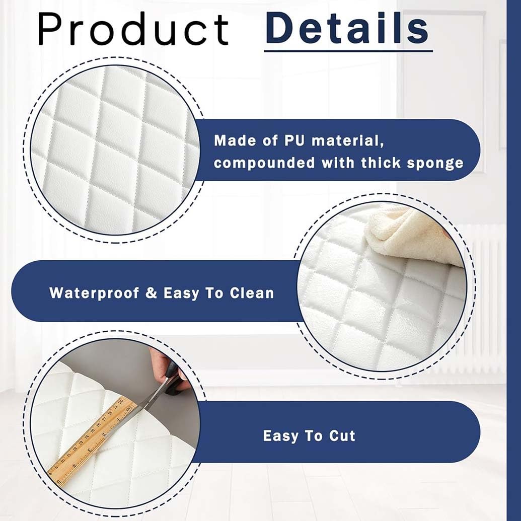 Tessuto In Ecopelle/Finta Pelle Per Rivestimento E Arredamento – 160 X 100cm – Pelle Sintetica Morbida Per Arredo, Divani, Sedie, Casa, Accessori(White,1.6X5m)