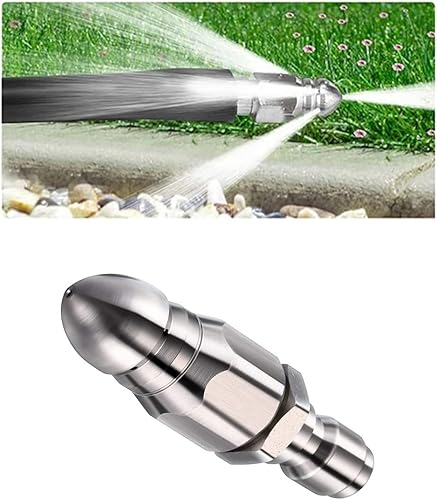 Miniatura 2 de Boquilla de alcantarillado para chorro de alcantarillado NIKOEO, boquilla de alcantarillado para lavadora a presión con acero inoxidable, boquilla